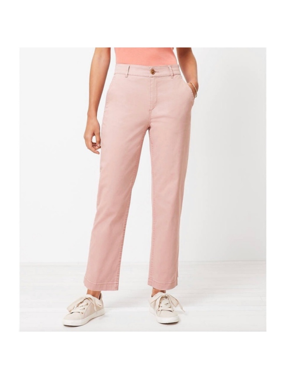 EUCWomen's LOFT Blush Pink The Perfect Straight Leg Chino/Pants (8)